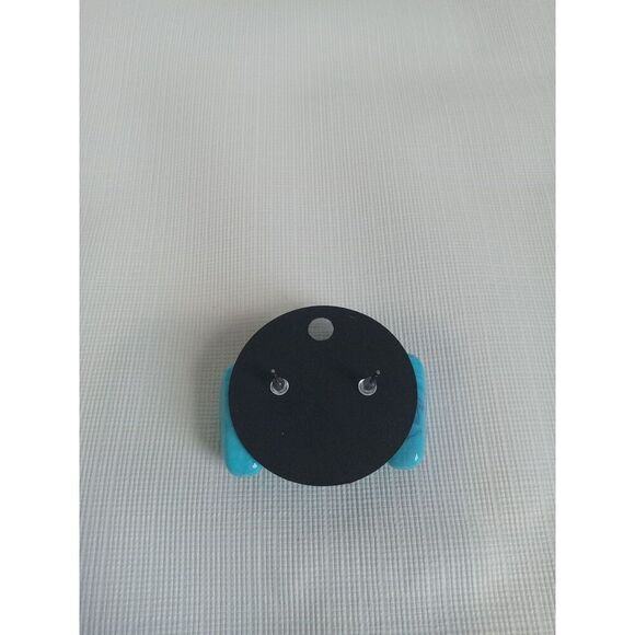 Chunky Blue Marbled Swirl Acrylic Post Backs Statement Style Fashion Earrings - Picture 2 of 9